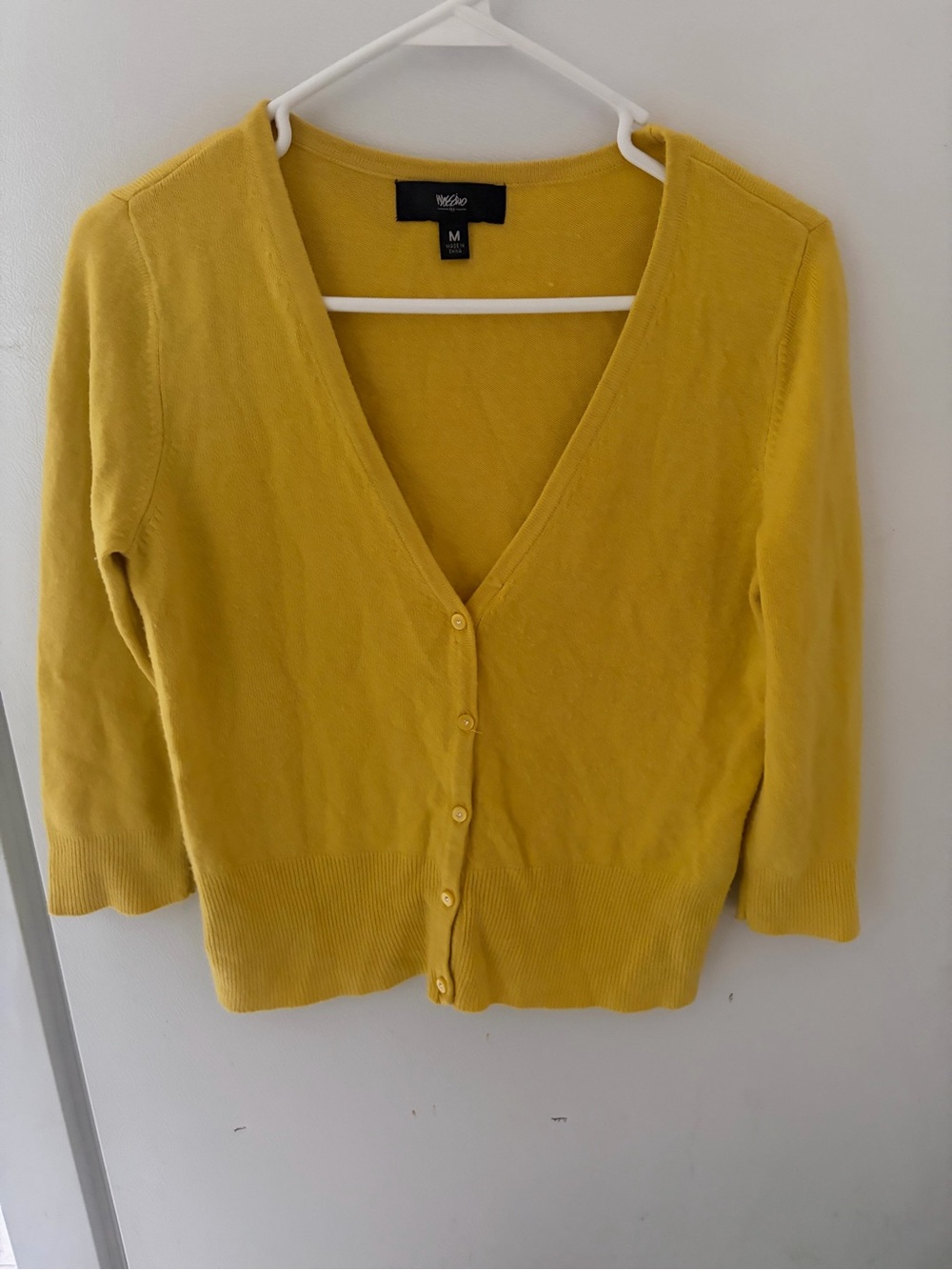Mossimo Supply Co. Yellow V-Neck Button Cardigan